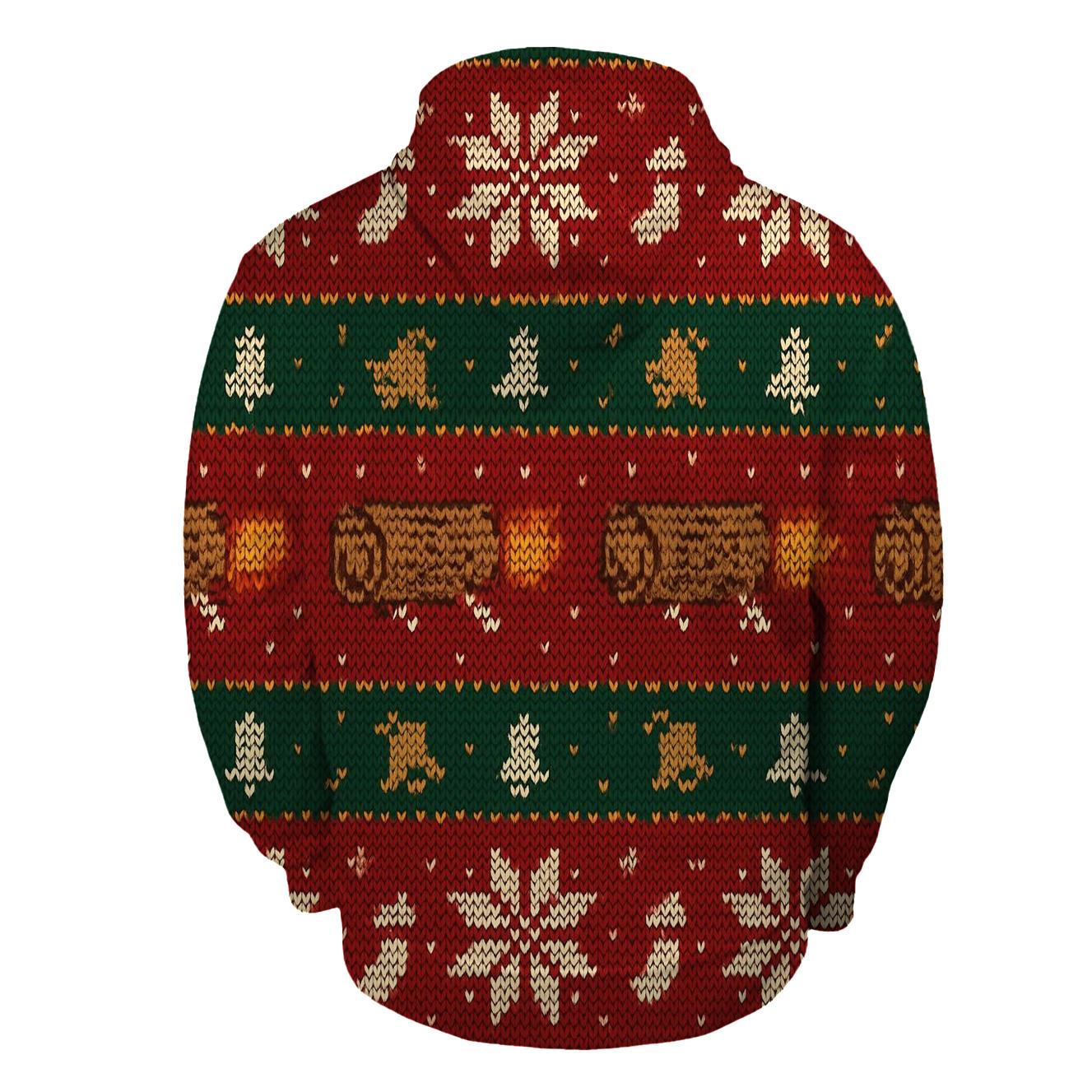 Jolly Yule Log Rocket Row Design lightweight hoodies