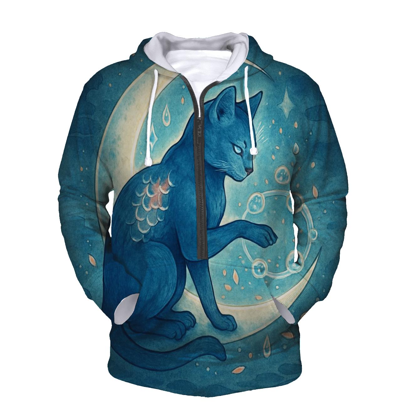 Lunar Koi Guardian Cat printed hoodies