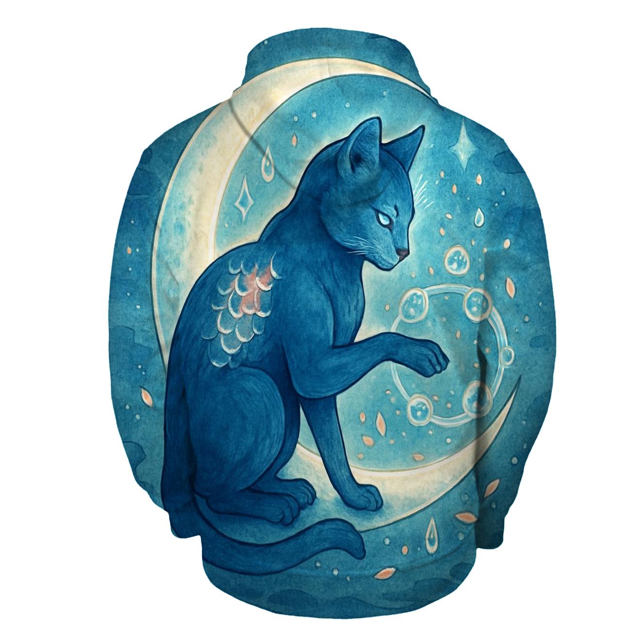 Lunar Koi Guardian Cat printed hoodies