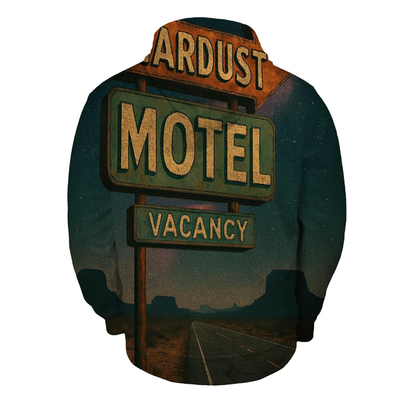 Seventies Roadside Motel Sign Under A Nebula Sky zip-up hoodies