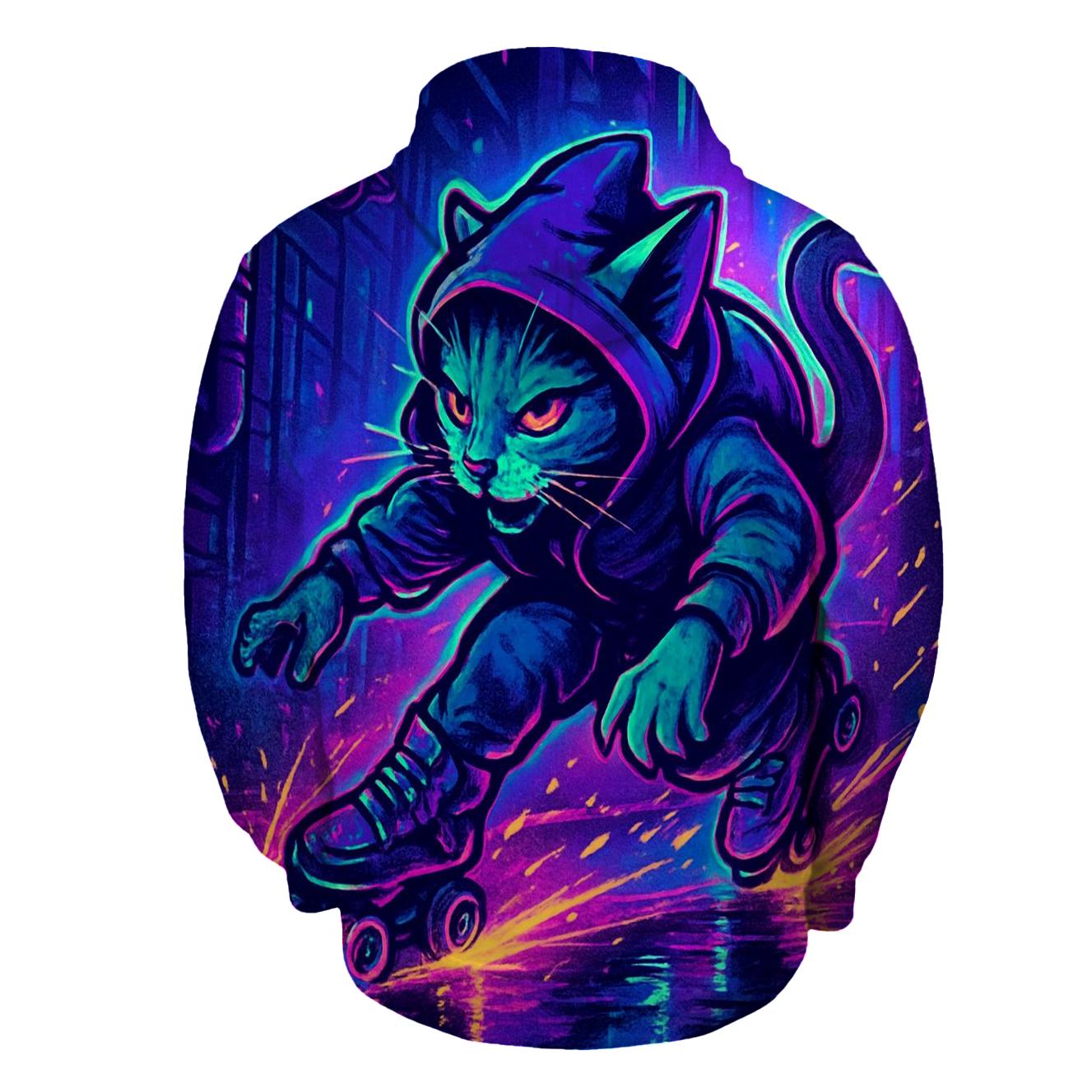 Neon Alley Roller Cat premium hoodies