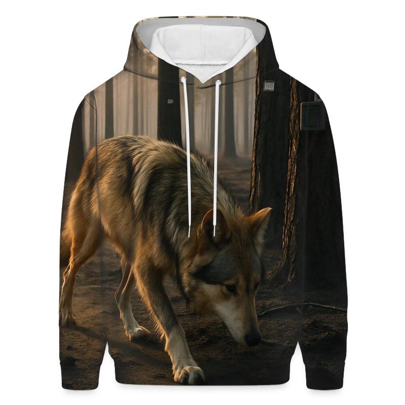 Mexican Gray Wolf Tracking In A Post Wildfire Research Plot zip-up hoodies
