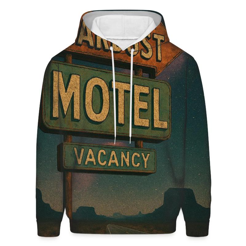 Seventies Roadside Motel Sign Under A Nebula Sky hoodie trends