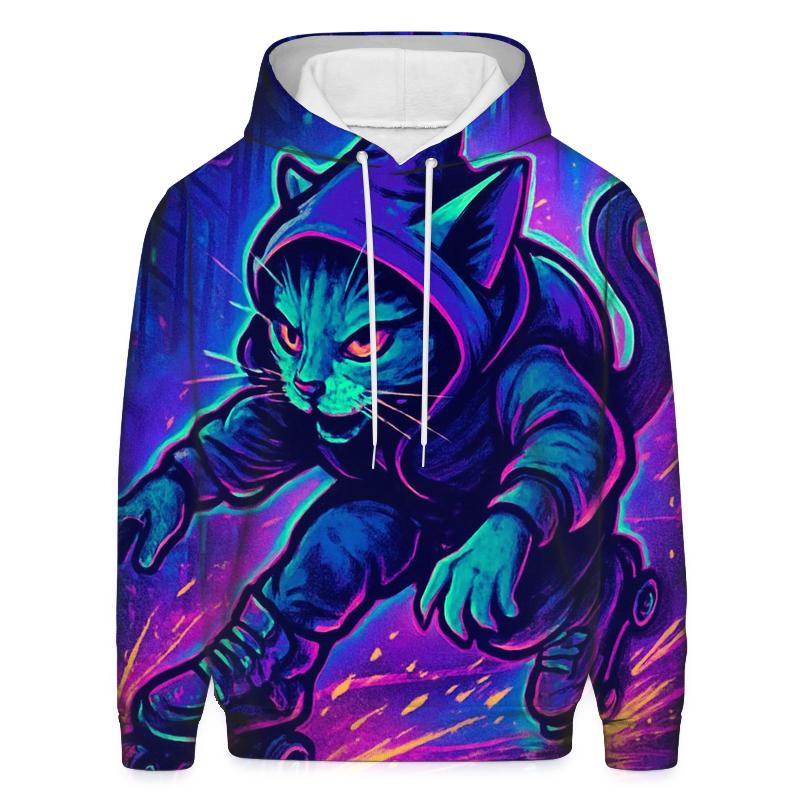 Neon Alley Roller Cat zip-up hoodies