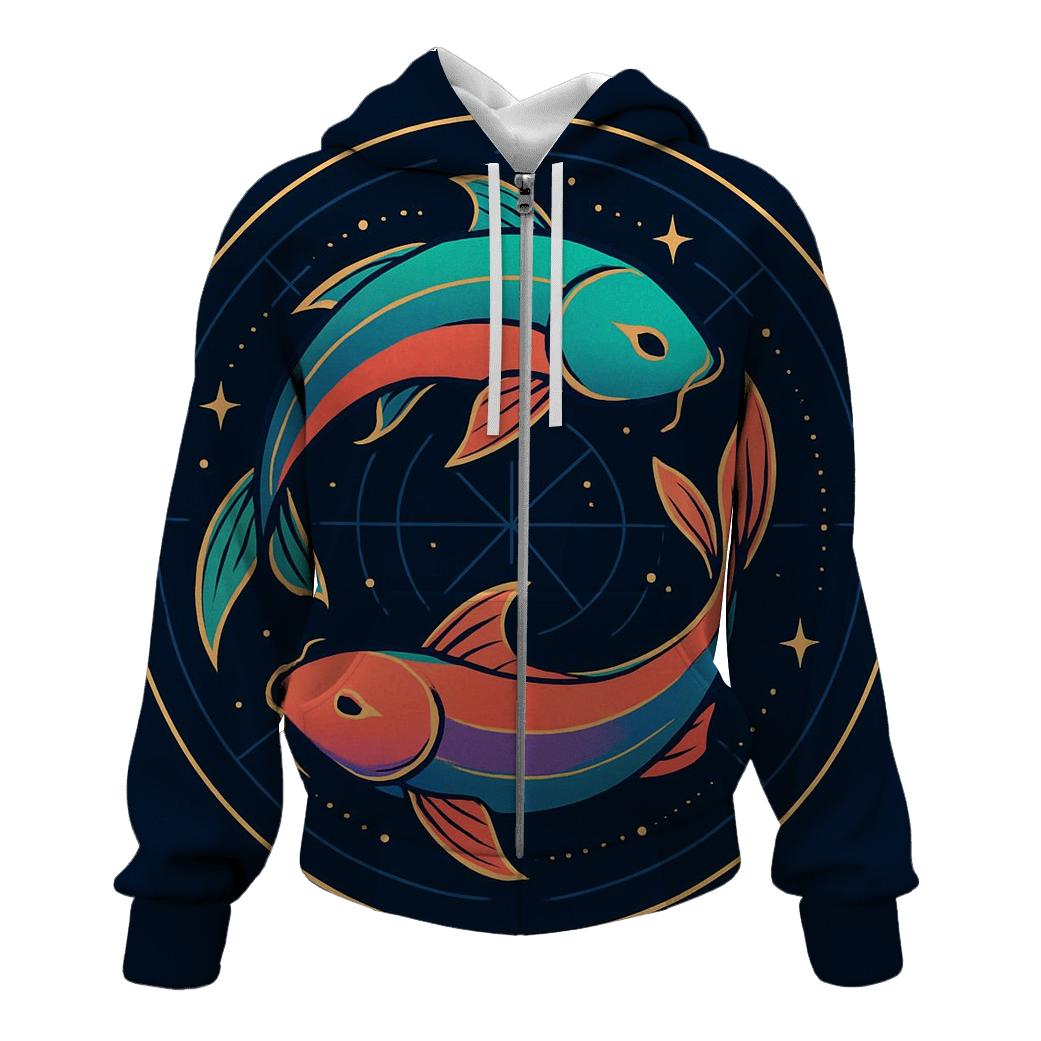 Prismatic Koi Orbit Emblem heavyweight hoodies