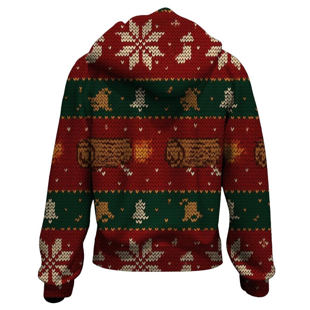 Jolly Yule Log Rocket Row Design embroidered hoodies