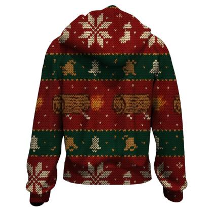Jolly Yule Log Rocket Row Design embroidered hoodies