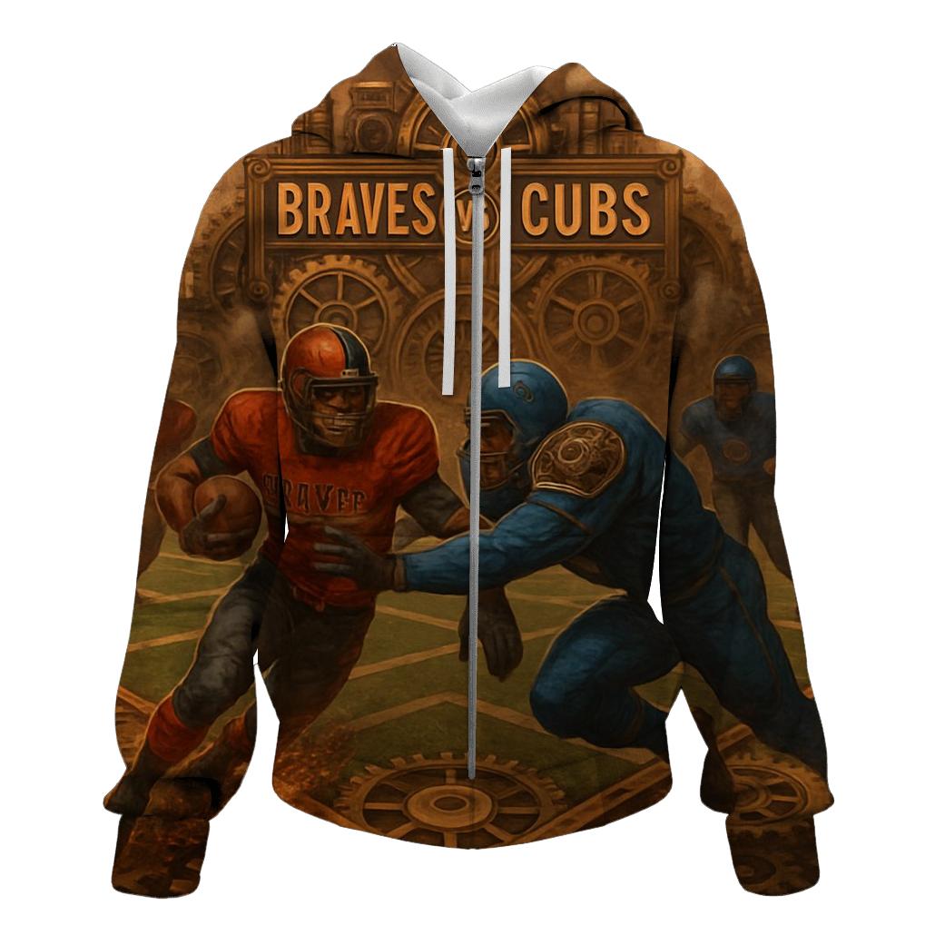 Clockwork Diamond Gridiron Duel Braves Versus Cubs zip-up hoodies