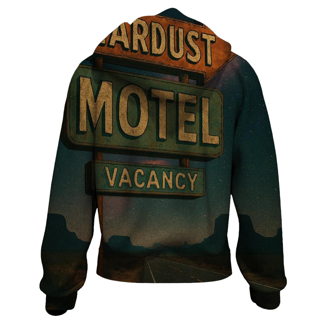 Seventies Roadside Motel Sign Under A Nebula Sky hoodies fashion