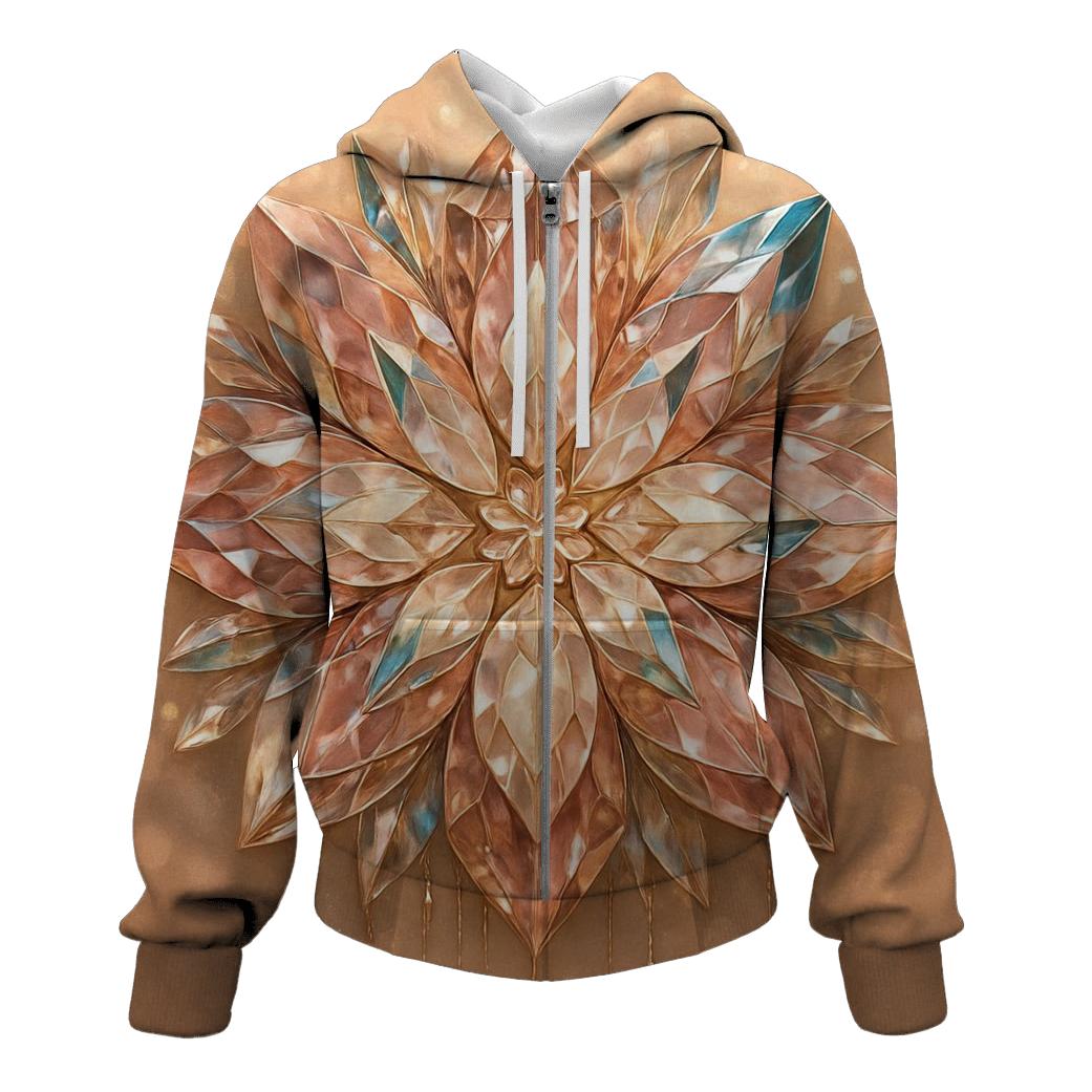 Rose Gold Prism Bloom zip-up hoodies