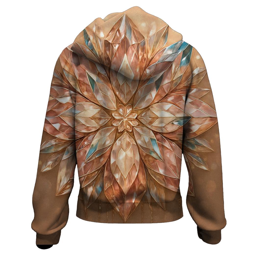 Rose Gold Prism Bloom zip-up hoodies