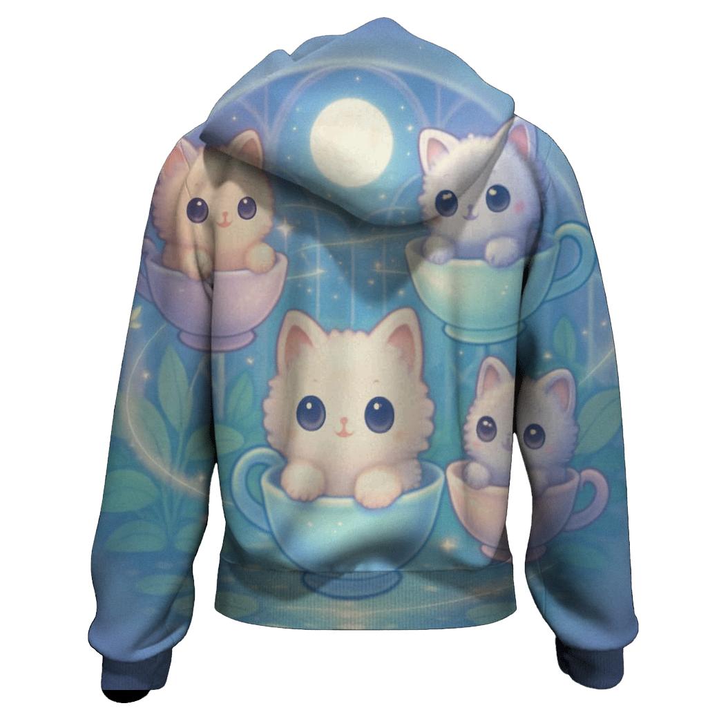 Moonlit Teacup Kitten Carousel custom hoodies