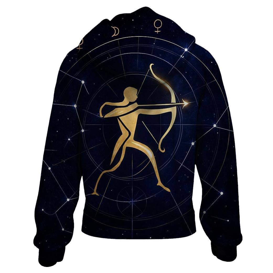 Sagittarius Galactic Archer Retrograde Compass embroidered hoodies