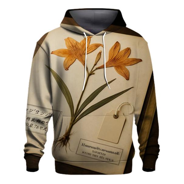 Ainu Lily Pattern Herbarium Sheet In A Hokkaido Museum Archive printed hoodies