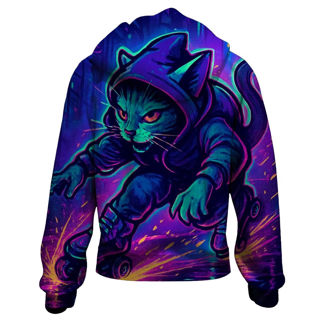 Neon Alley Roller Cat premium hoodies