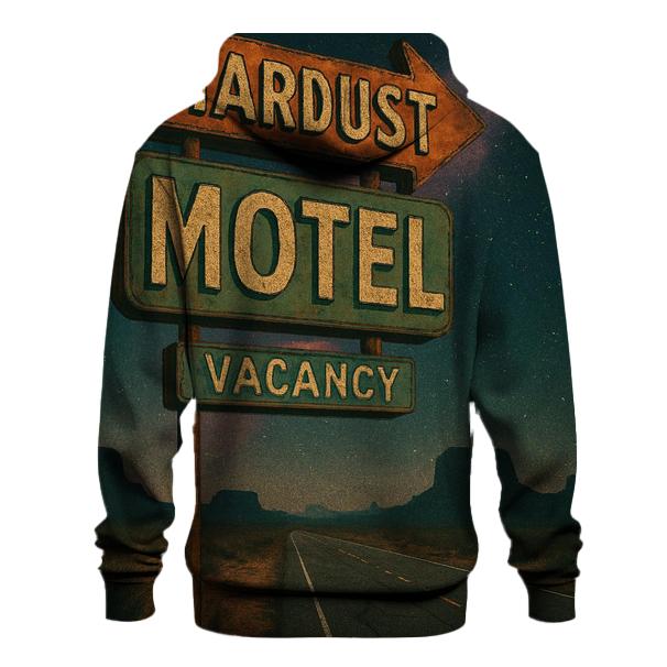 Seventies Roadside Motel Sign Under A Nebula Sky embroidered hoodies