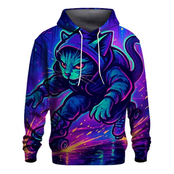 Neon Alley Roller Cat zip-up hoodies