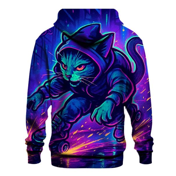 Neon Alley Roller Cat zip-up hoodies
