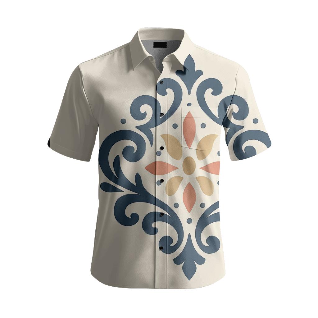 Comet Damask Medallion Panel embroidered logo shirts