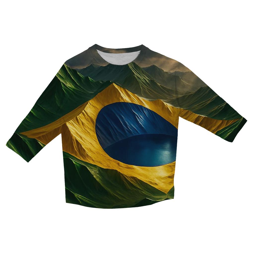 Brazil Metallic Storm Flag Mountains stylish quarter sleeve tops