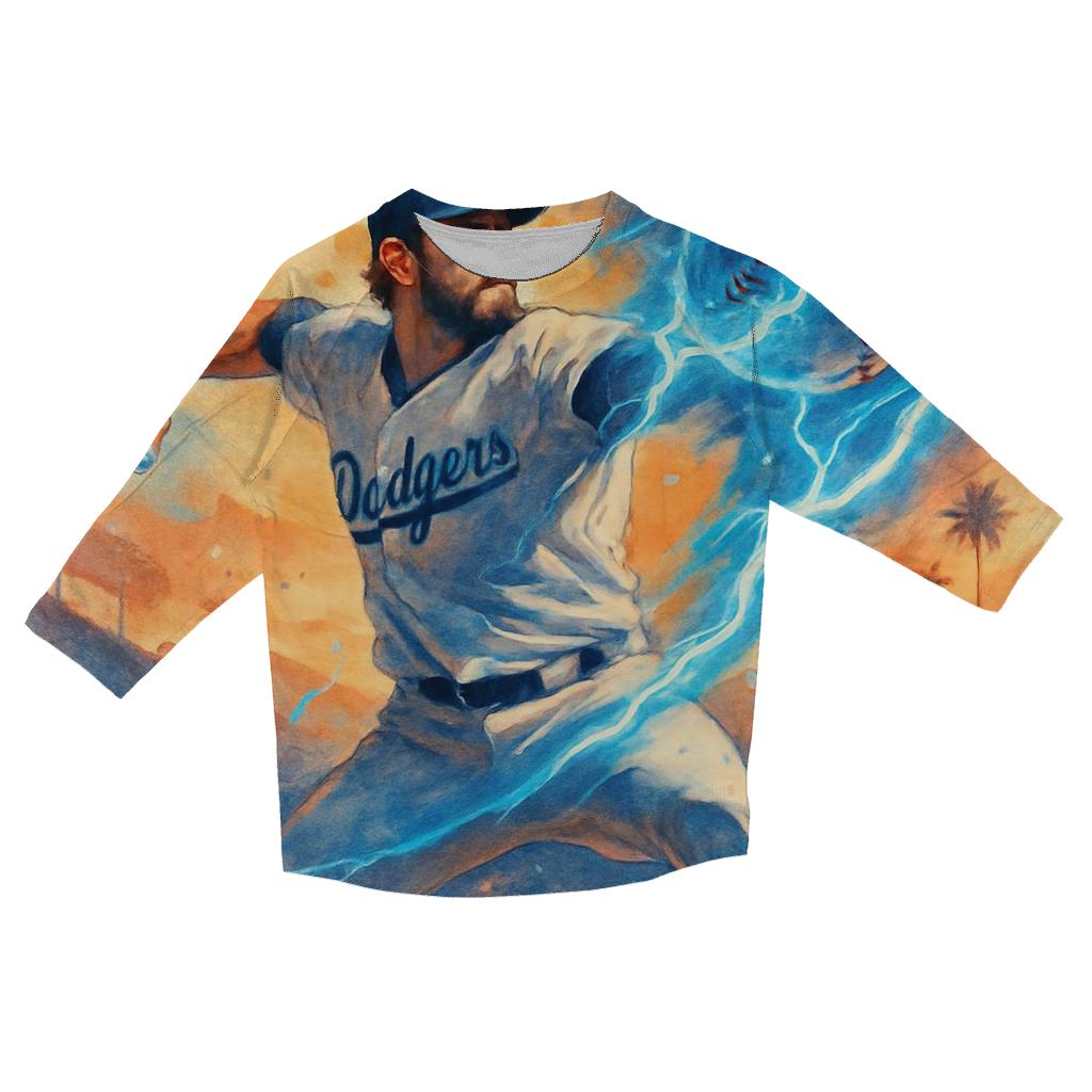 Sunset Pitcher Storm With Icy Blue Lightning printed three quarter sleeve shirts