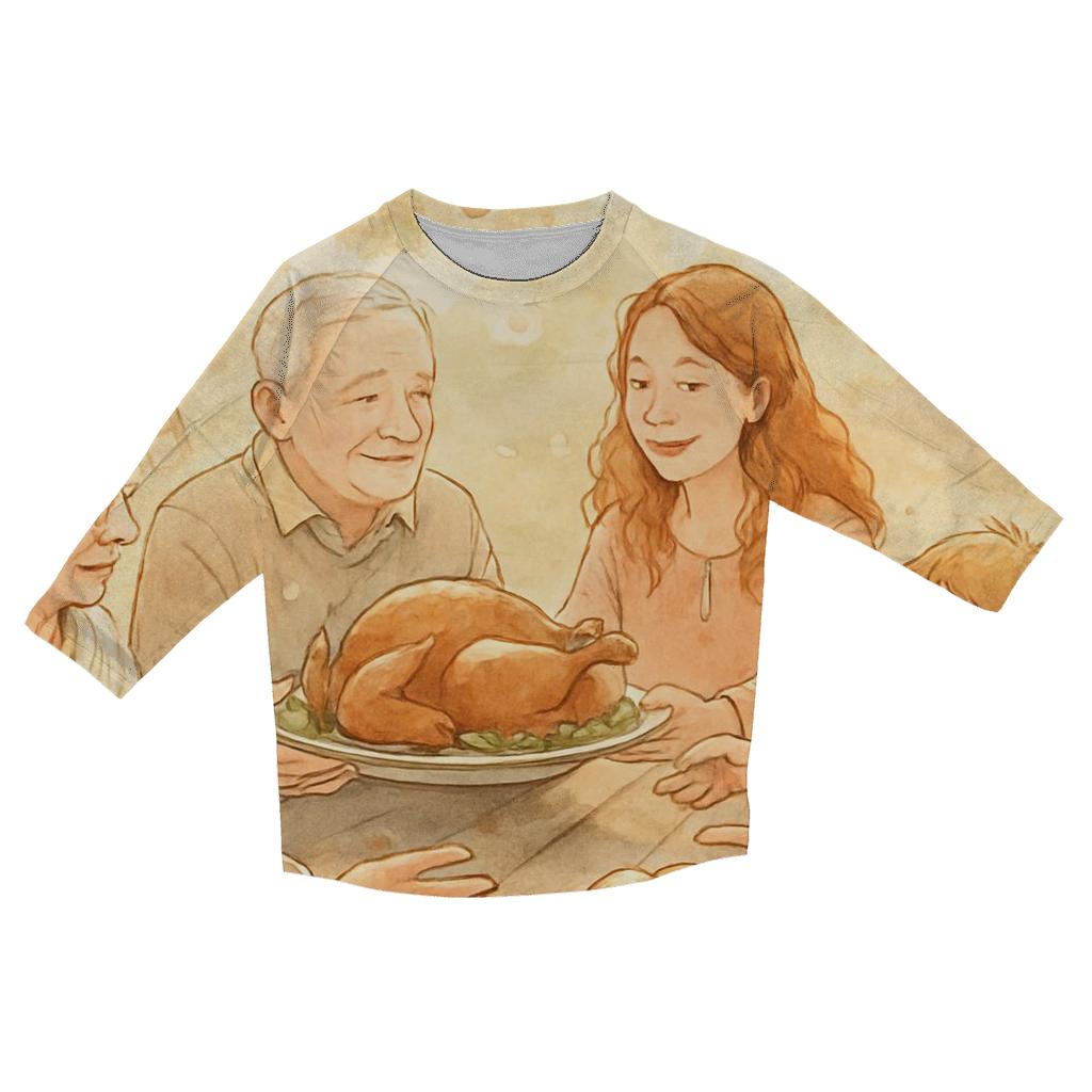 Sunlit Gratitude Orchard Picnic casual three quarter sleeve shirts