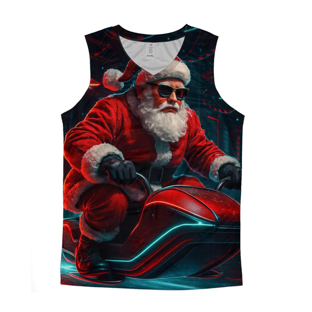 Neon Workshop Santa On A Hover Sleigh casual summer tank tops