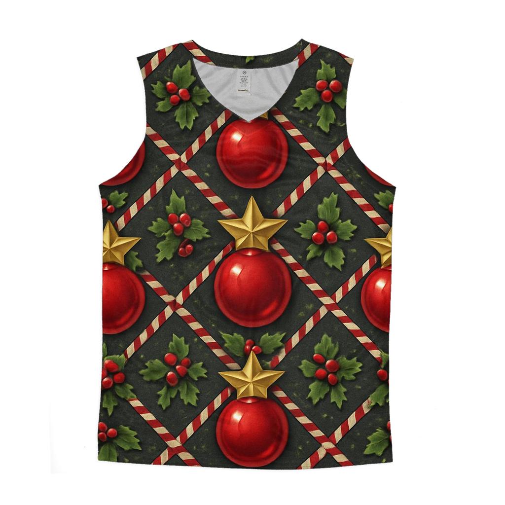 Crimson Ornament Star Tessellation On Charcoal Background stylish racerback tanks
