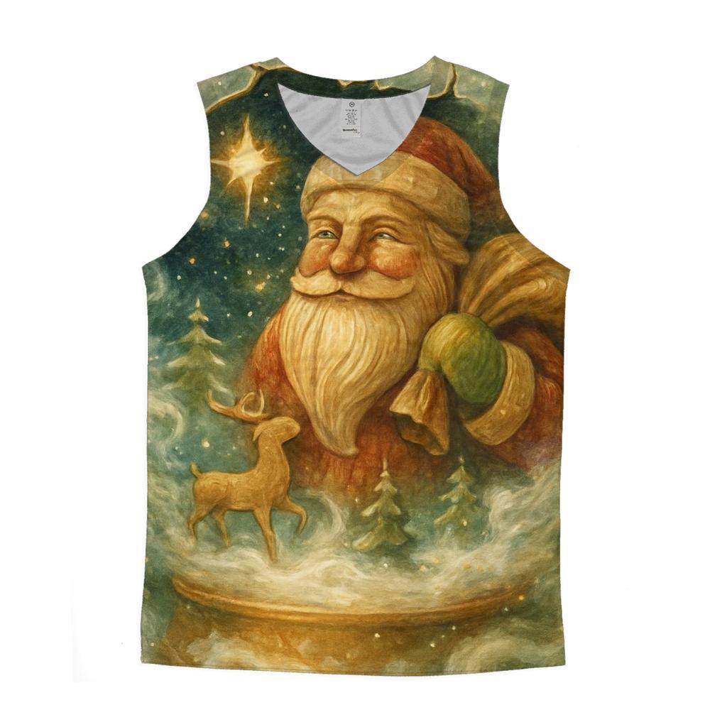 Wood Carved Santa In A Snow Globe Galaxy stylish racerback tanks