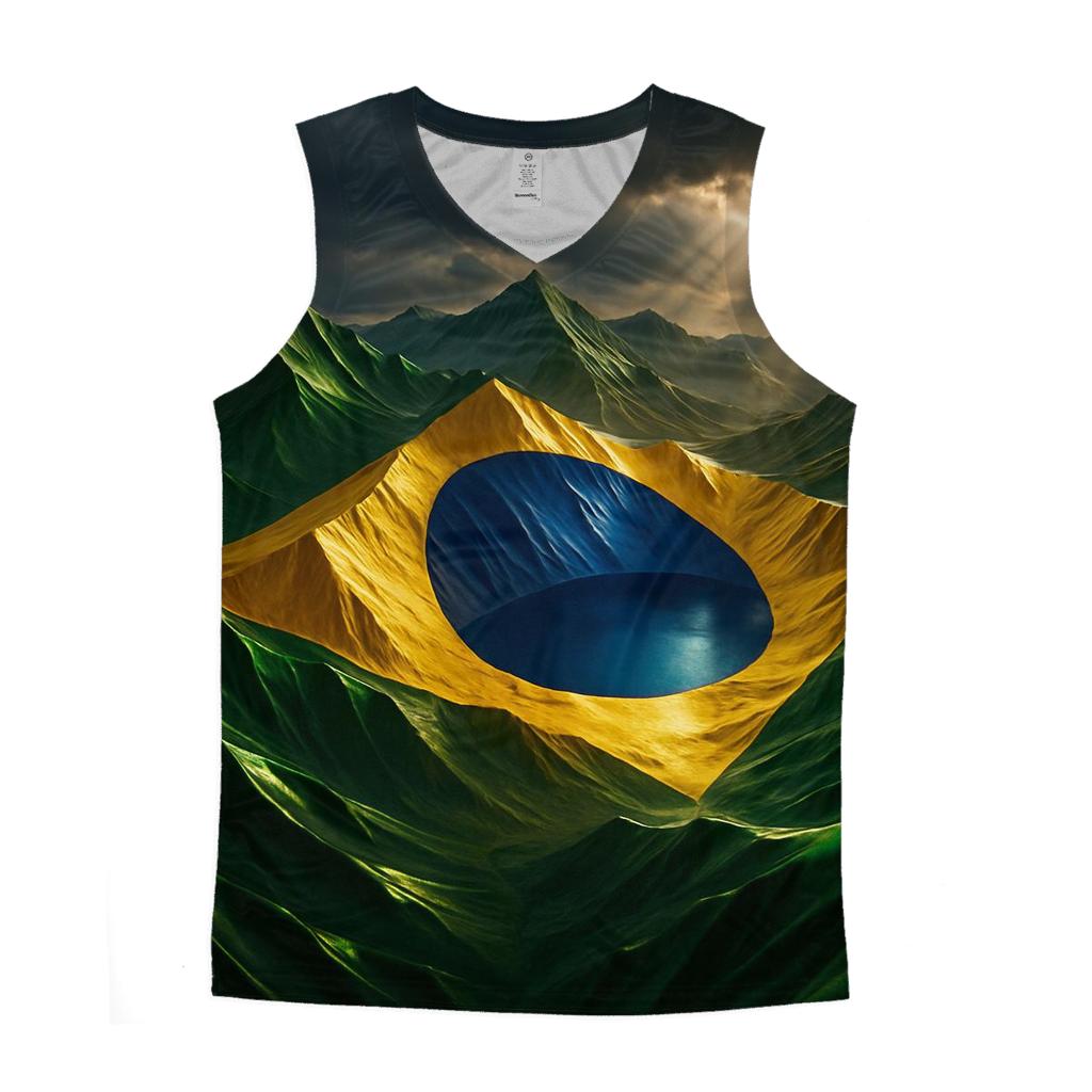 Brazil Metallic Storm Flag Mountains stylish racerback tanks