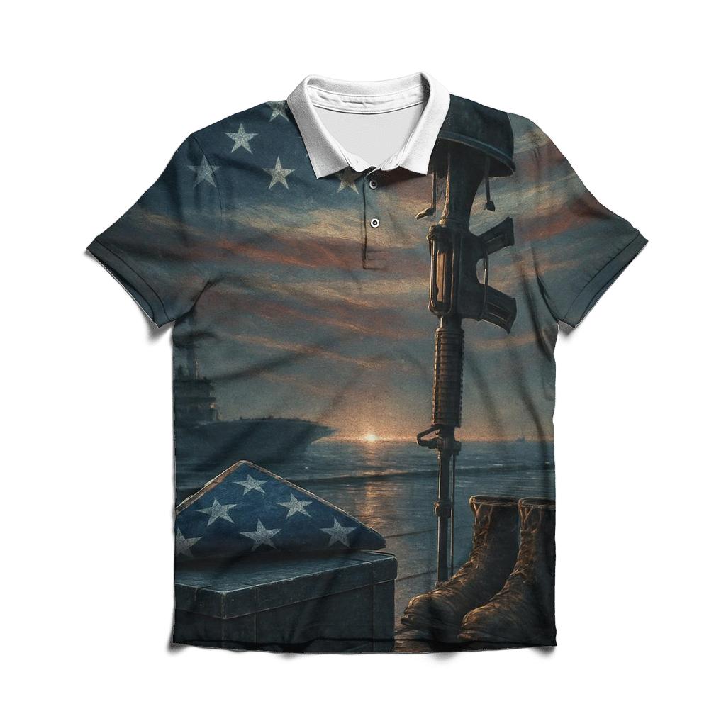 Stars Forged In Steel And Sea classic pique polos