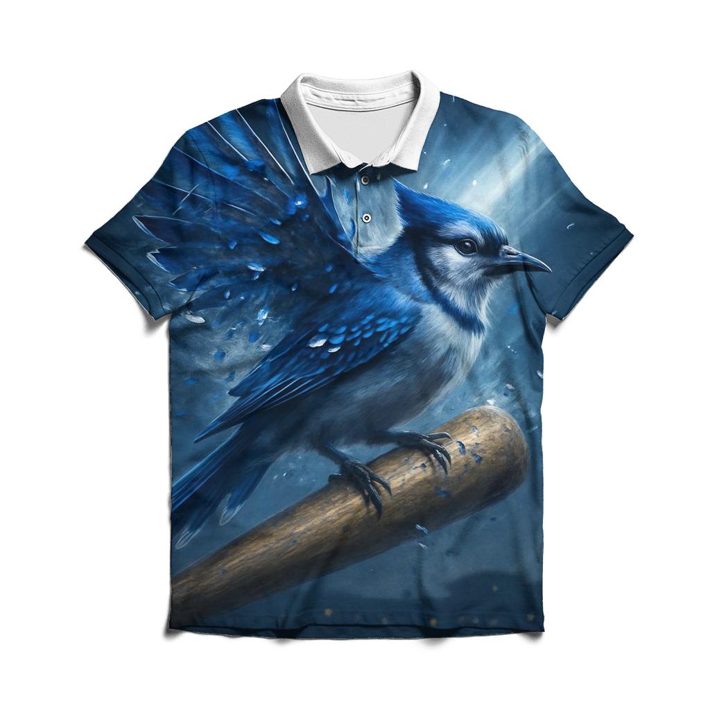 Midnight Pinwheel With Blue Jays Flight embroidered polo tops