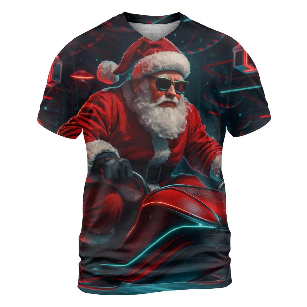 Neon Workshop Santa On A Hover Sleigh trendy printed shirt styles