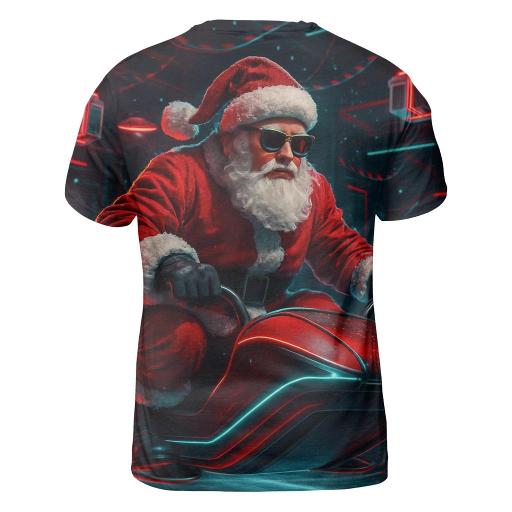 Neon Workshop Santa On A Hover Sleigh trendy printed shirt styles