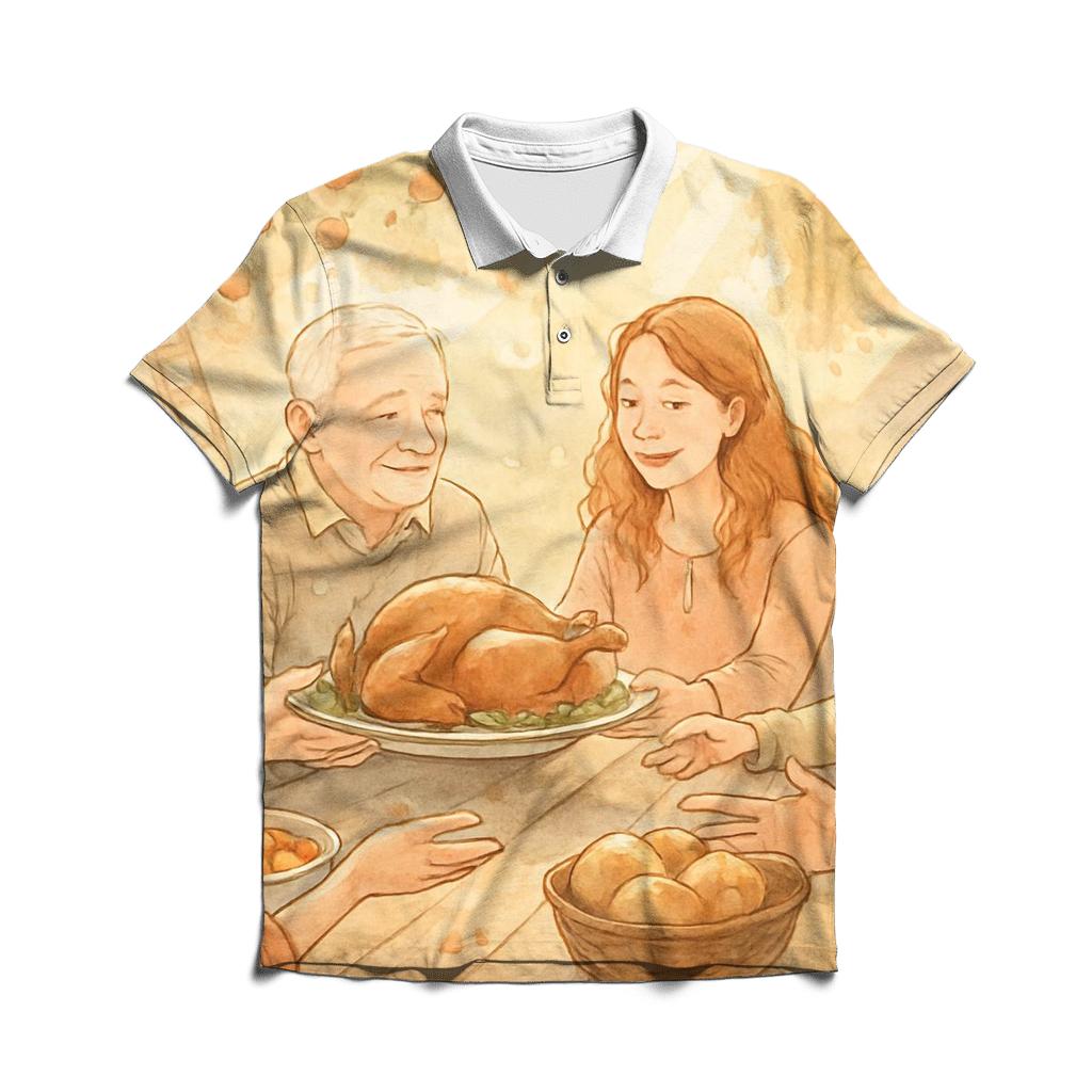 Sunlit Gratitude Orchard Picnic custom polo shirts