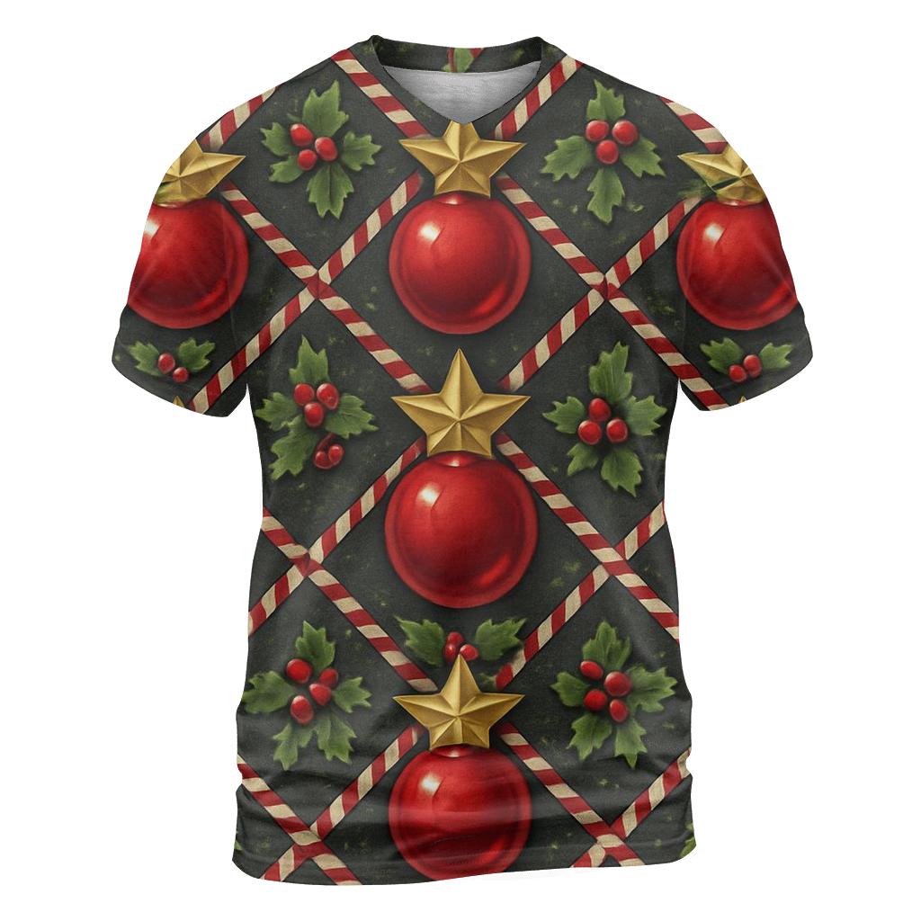 Crimson Ornament Star Tessellation On Charcoal Background custom all-over print shirts