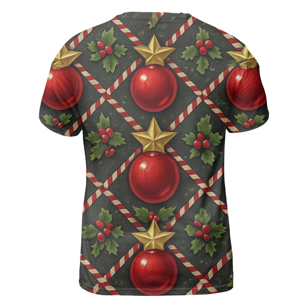 Crimson Ornament Star Tessellation On Charcoal Background custom all-over print shirts