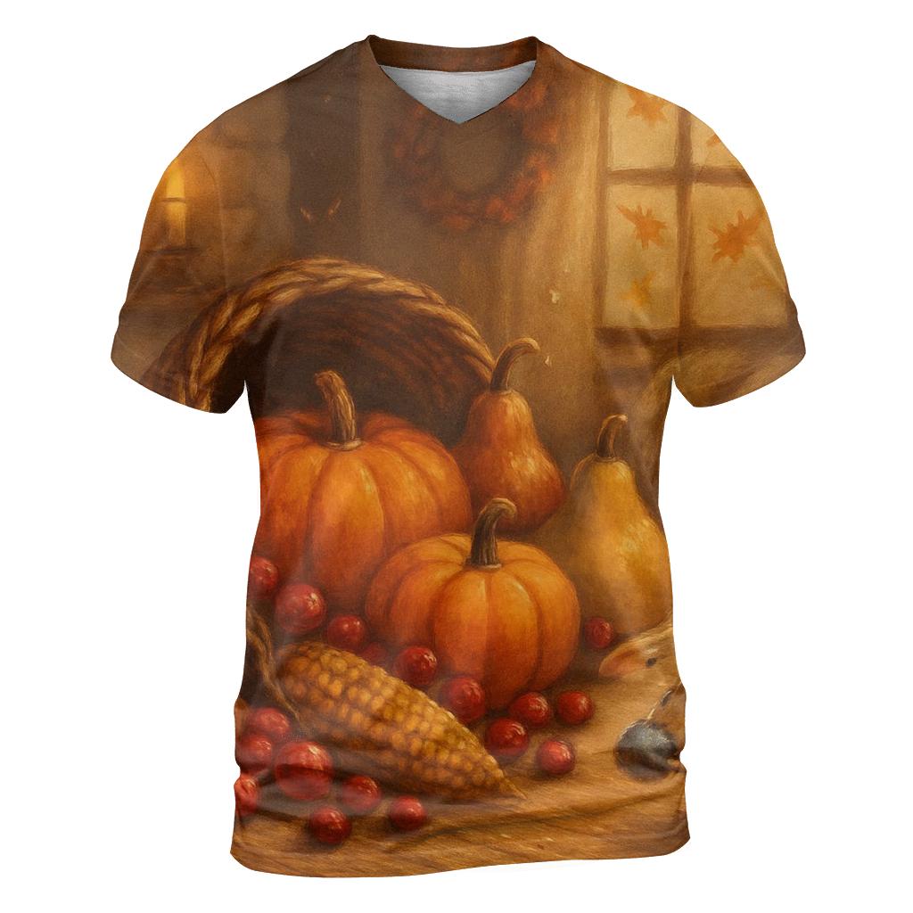 Candlelit Cornucopia Hearth trendy printed shirt styles