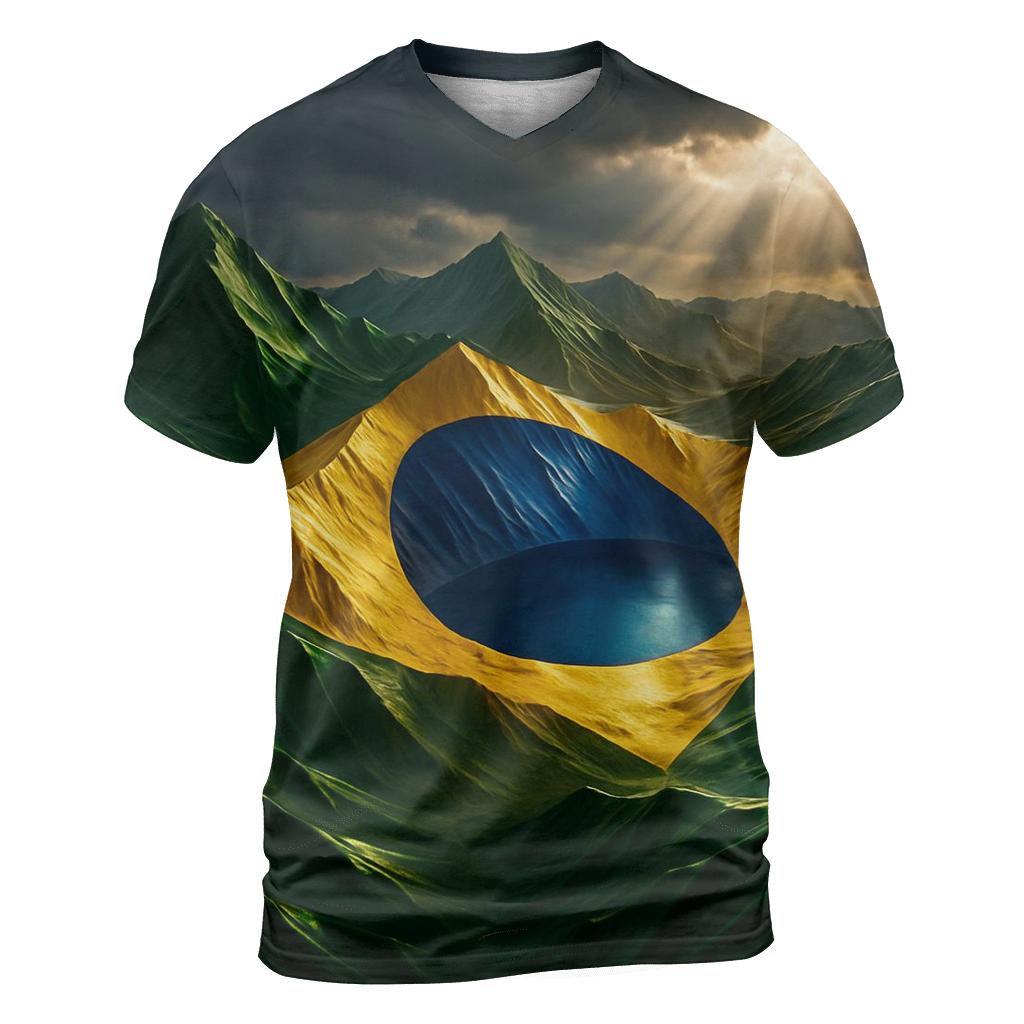 Brazil Metallic Storm Flag Mountains personalized full print shirts