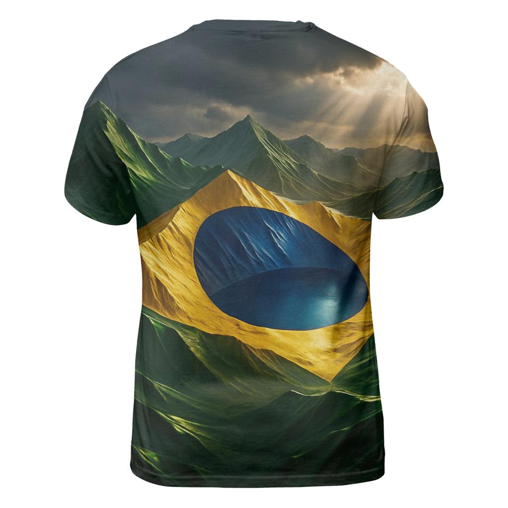 Brazil Metallic Storm Flag Mountains personalized full print shirts