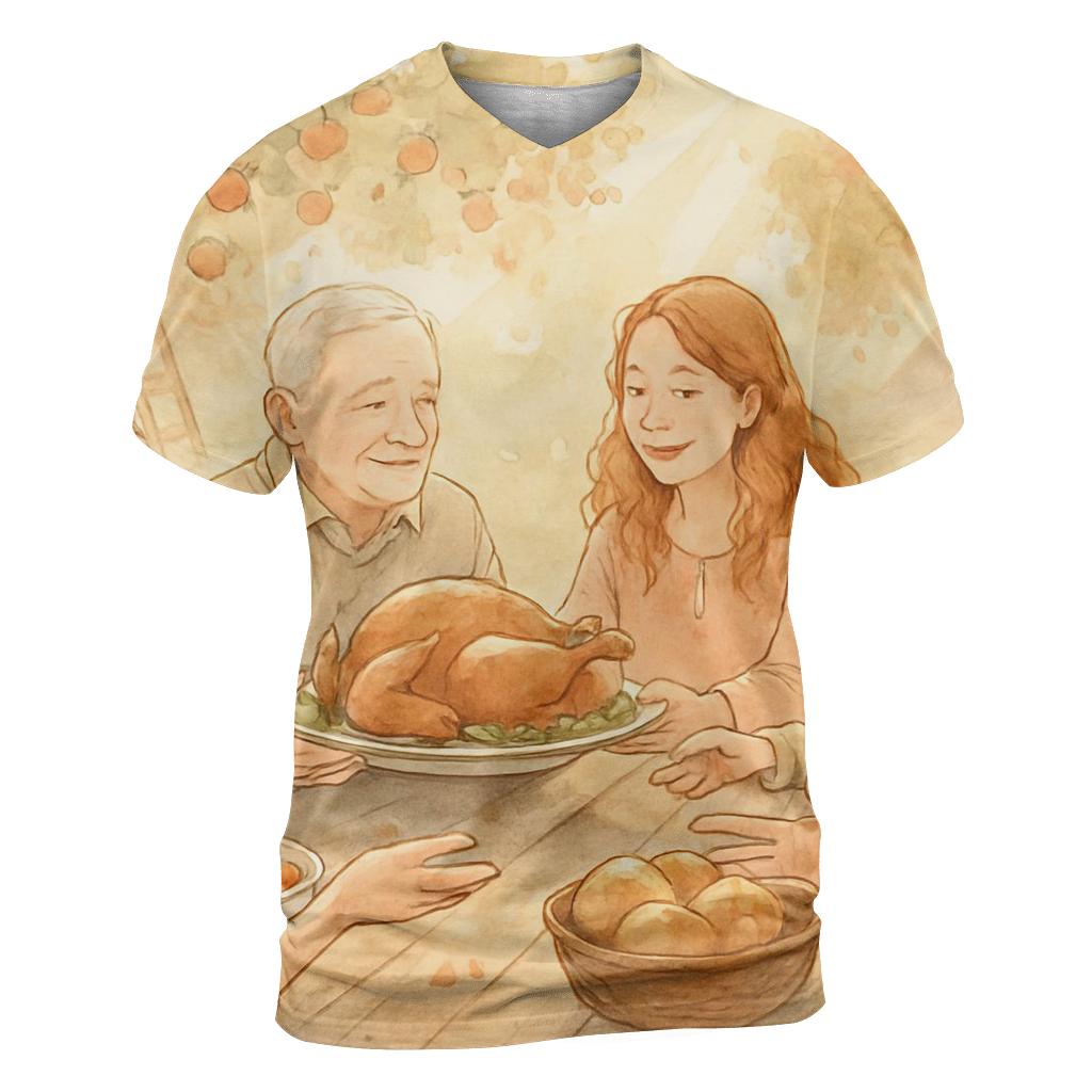 Sunlit Gratitude Orchard Picnic designer pattern shirts