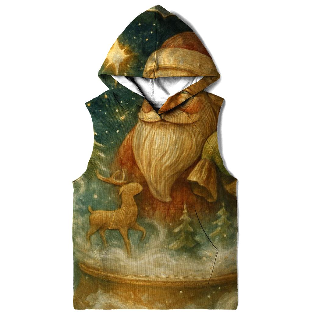 Wood Carved Santa In A Snow Globe Galaxy pullover hoodies