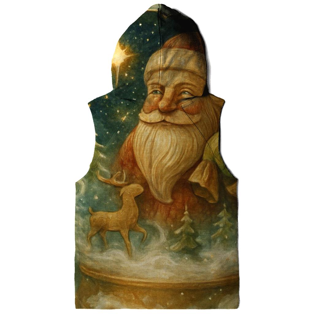 Wood Carved Santa In A Snow Globe Galaxy pullover hoodies