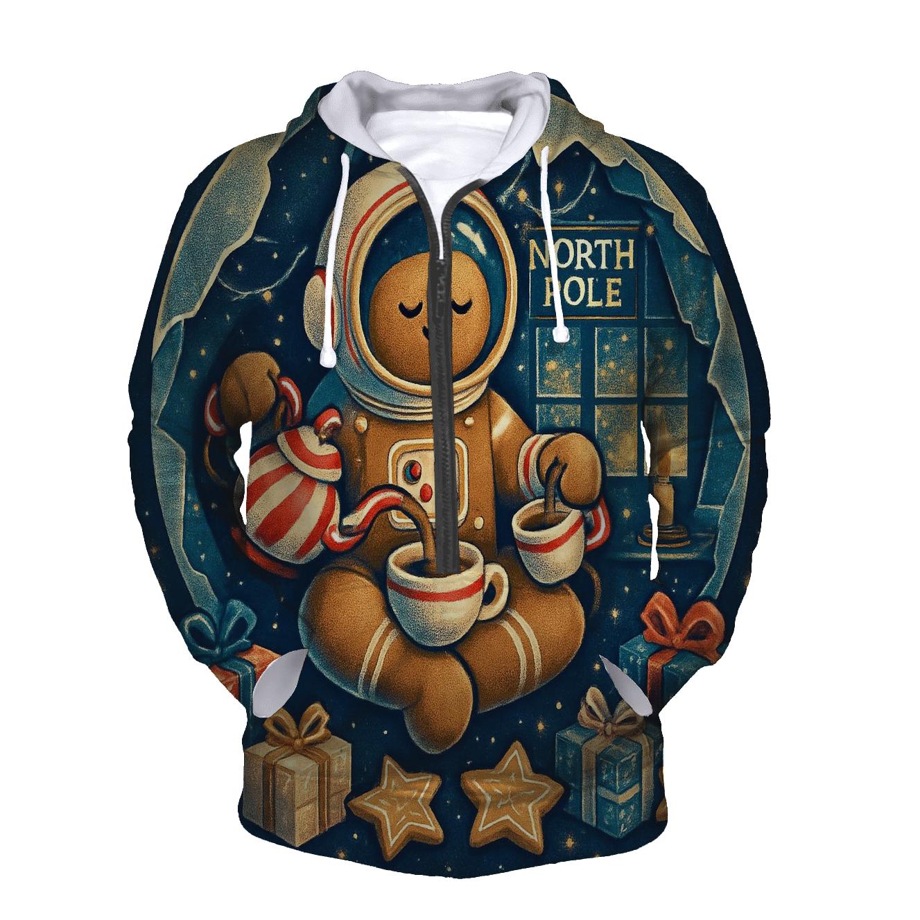 Gingerbread Astronaut Tea Party Orbit pullover hoodies