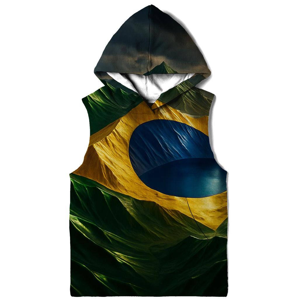 Brazil Metallic Storm Flag Mountains embroidered hoodies