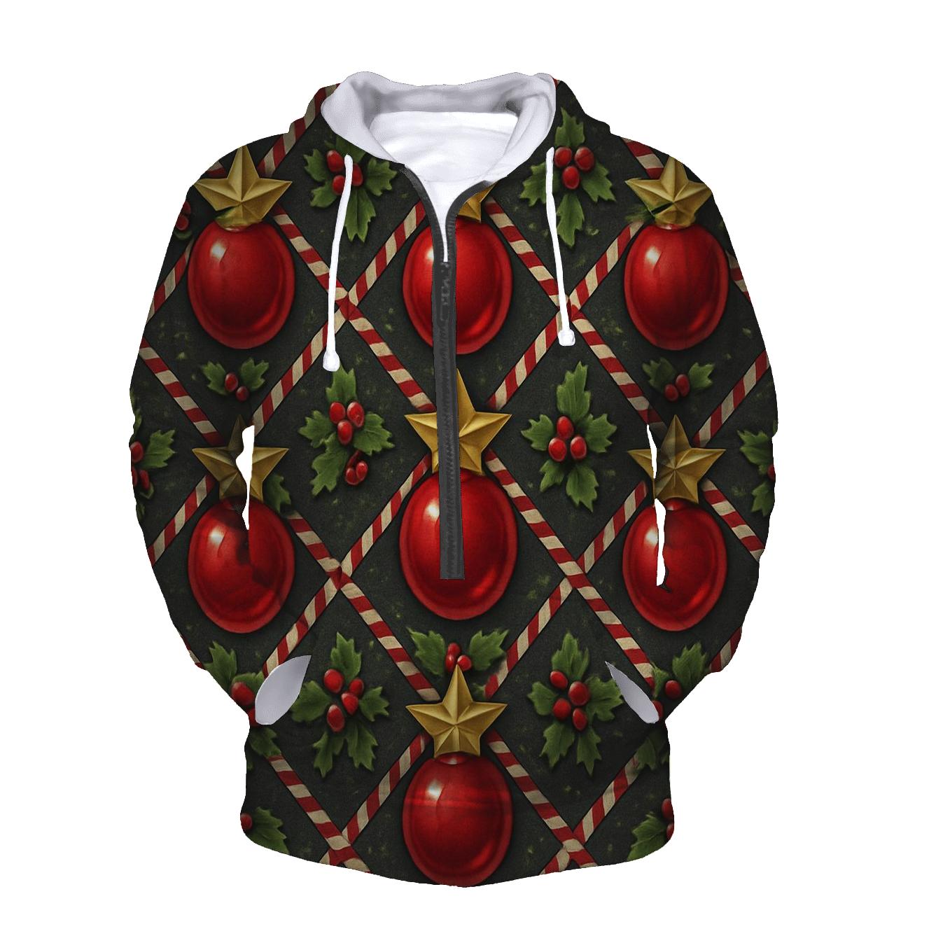 Crimson Ornament Star Tessellation On Charcoal Background hoodies fashion