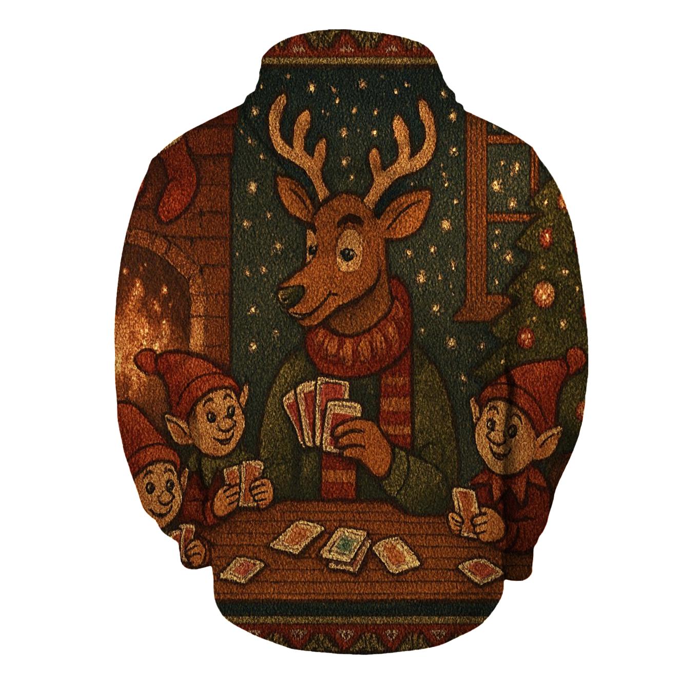Reindeer Card Dealer Cabin Night hoodies fashion