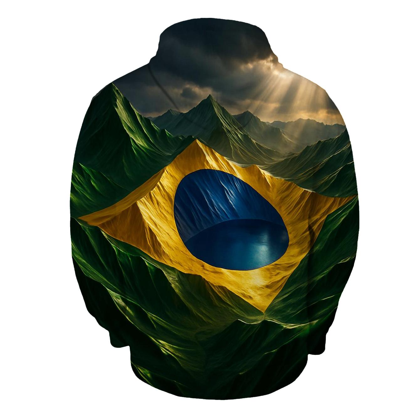 Brazil Metallic Storm Flag Mountains premium hoodies