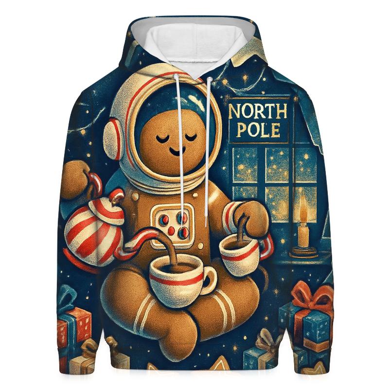 Gingerbread Astronaut Tea Party Orbit embroidered hoodies