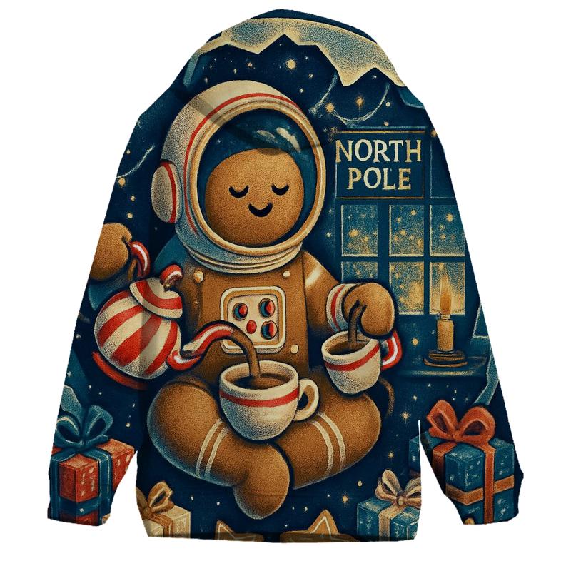 Gingerbread Astronaut Tea Party Orbit embroidered hoodies